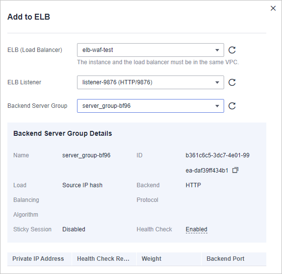 Figure 5 Add to
ELB