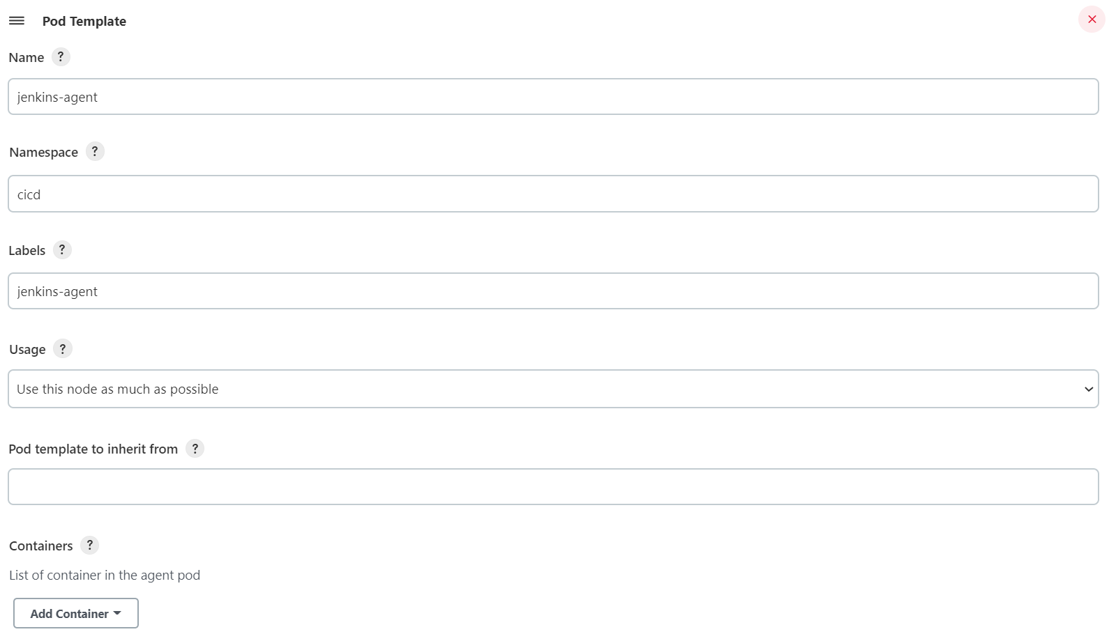 Figure 2 Basic parameters of the podtemplate