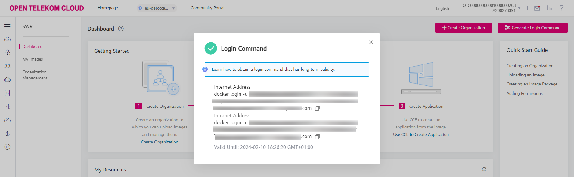 Figure 1 Obtaining a login command