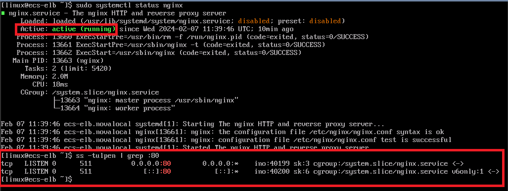 Figure 7 Deploying Nginx on
ECS-Test