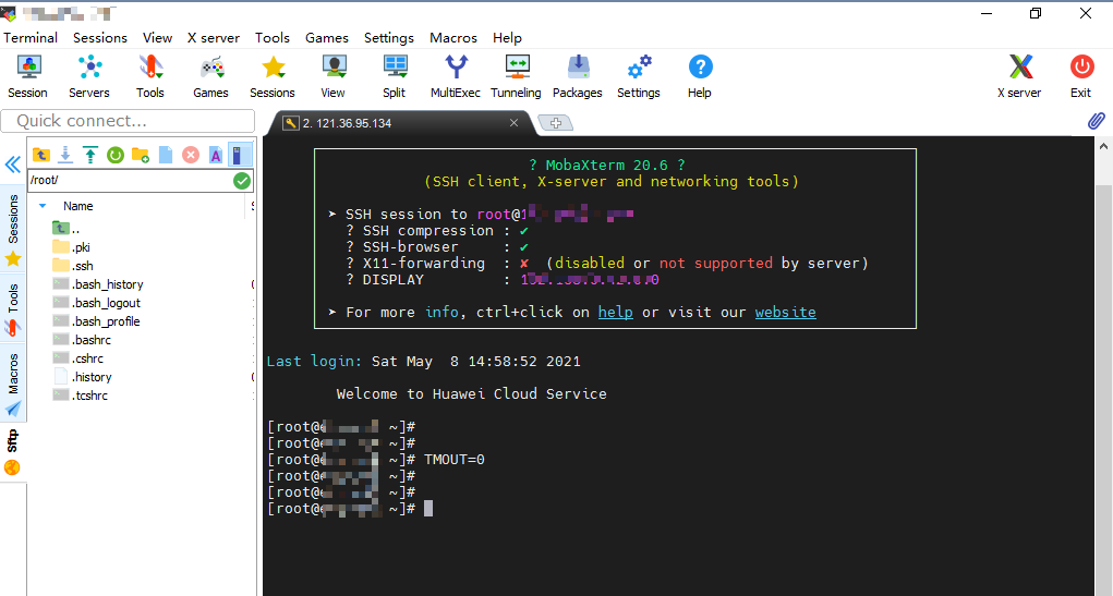 Figure 2 Entering "TMOUT=0"