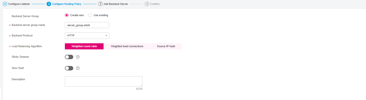 Figure 3 Configuring a backend server
group